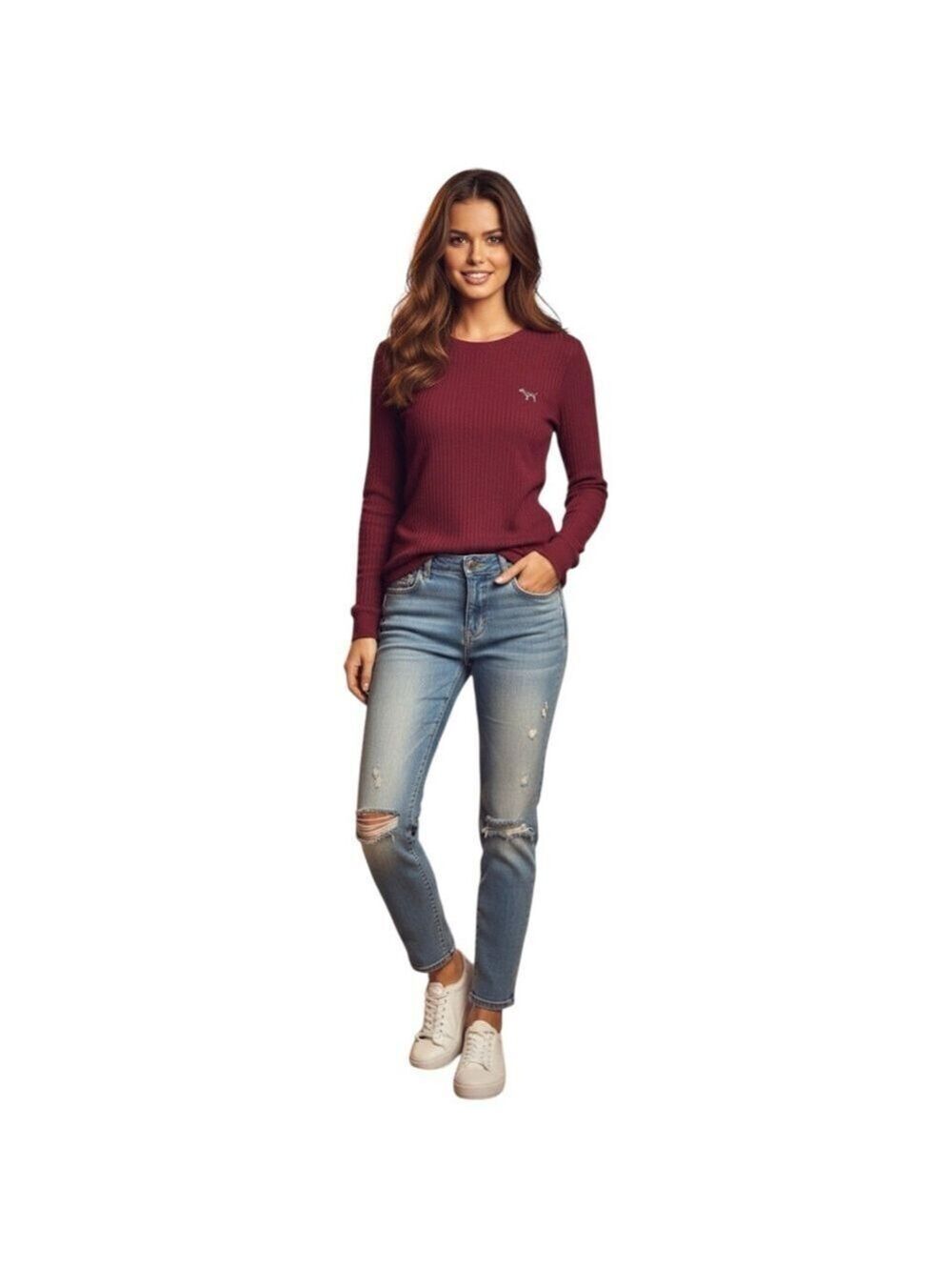 Victoria's Secret PINK Maroon Long Sleeve Top Size S